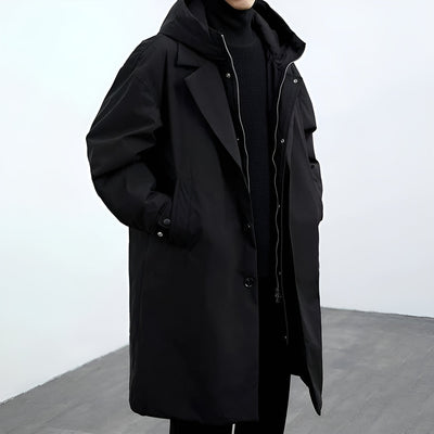 Women's Black Trench Coat Button Closure