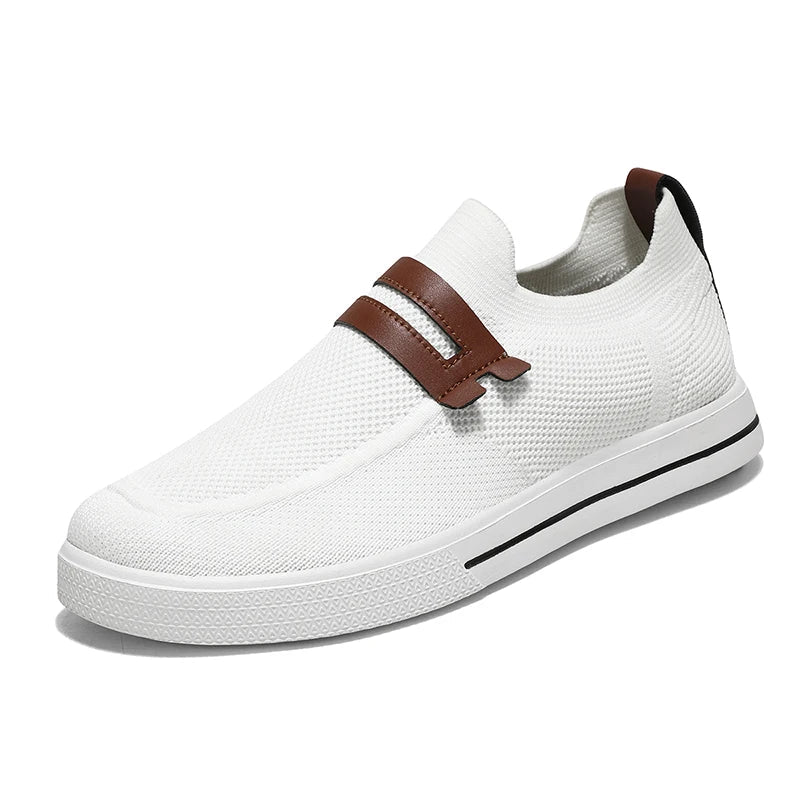 Men's Beige Knit Slip-On Shoes