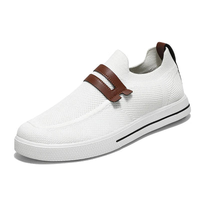Men's Beige Knit Slip-On Shoes