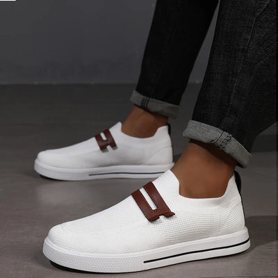 Men's Beige Knit Slip-On Shoes