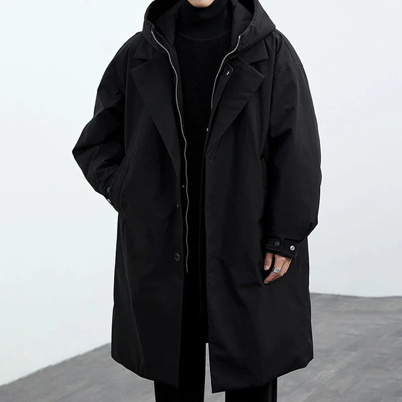 Women's Black Trench Coat Button Closure