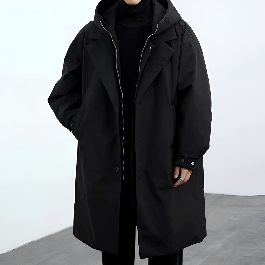 Women's Black Trench Coat Button Closure