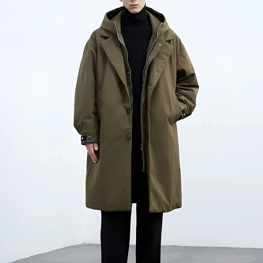 Women's Black Trench Coat Button Closure