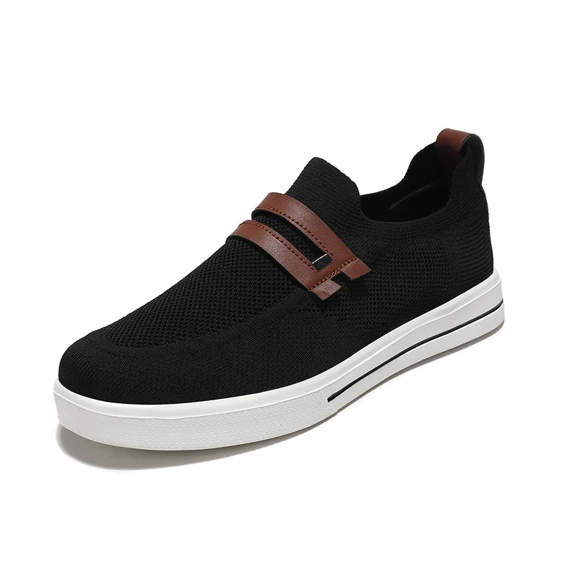 Men's Beige Knit Slip-On Shoes