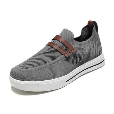 Men's Beige Knit Slip-On Shoes