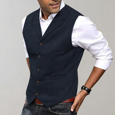 Men's Button Up Vest with Pockets