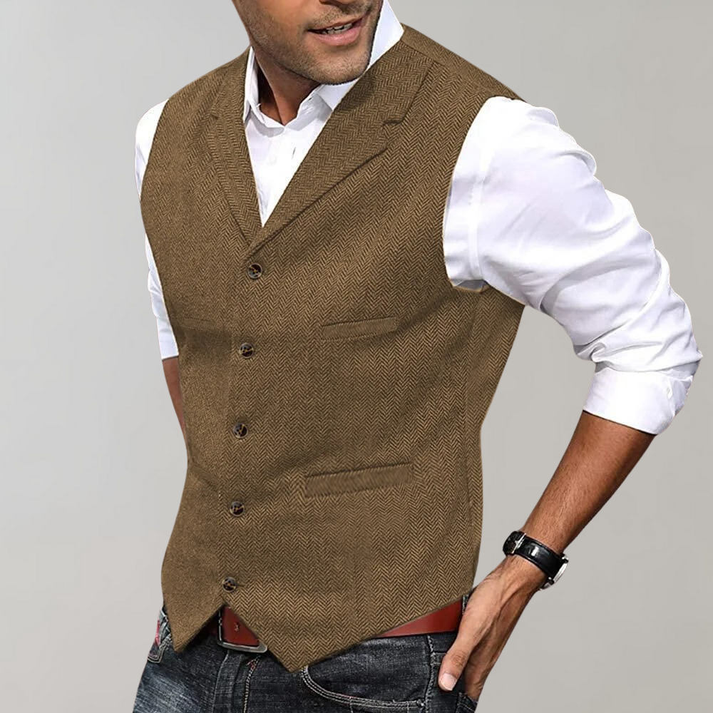 Men's Button Up Vest with Pockets