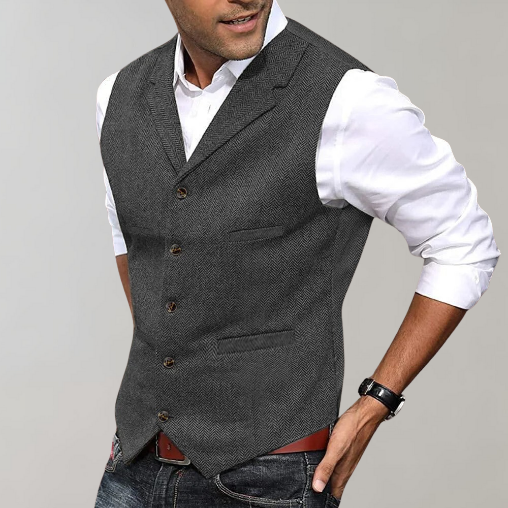 Men's Button Up Vest with Pockets