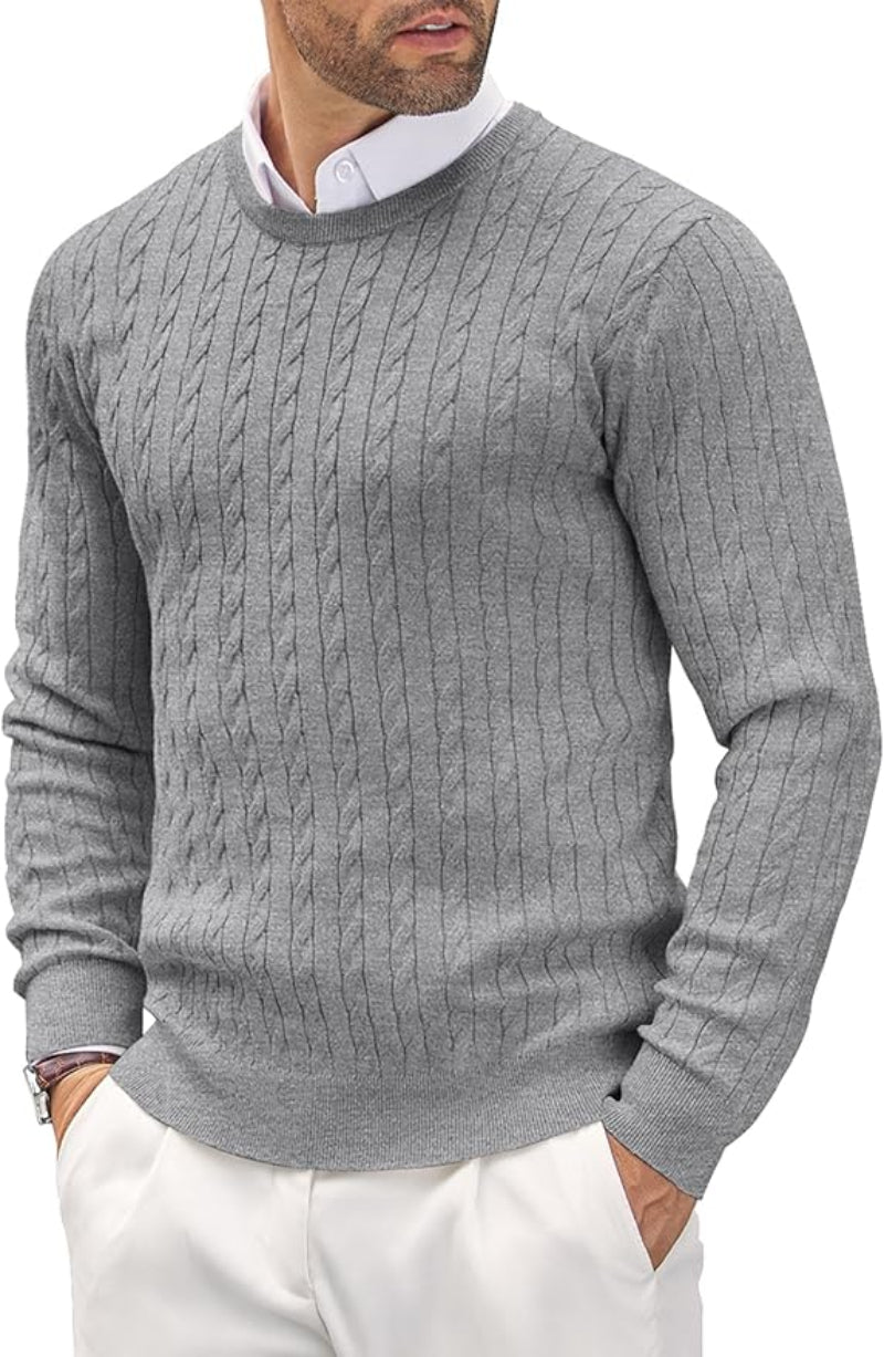Men’s Cable Knit Round Neck Sweater