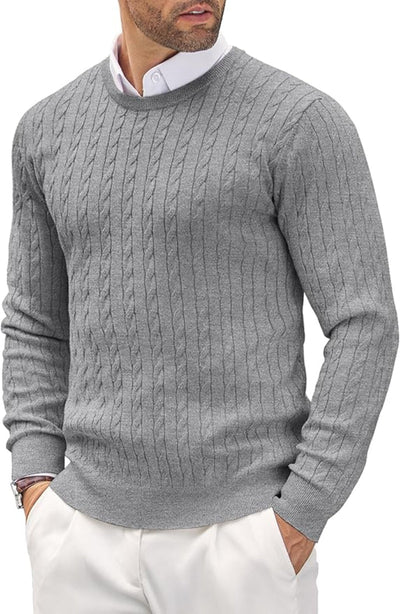 Men’s Cable Knit Round Neck Sweater