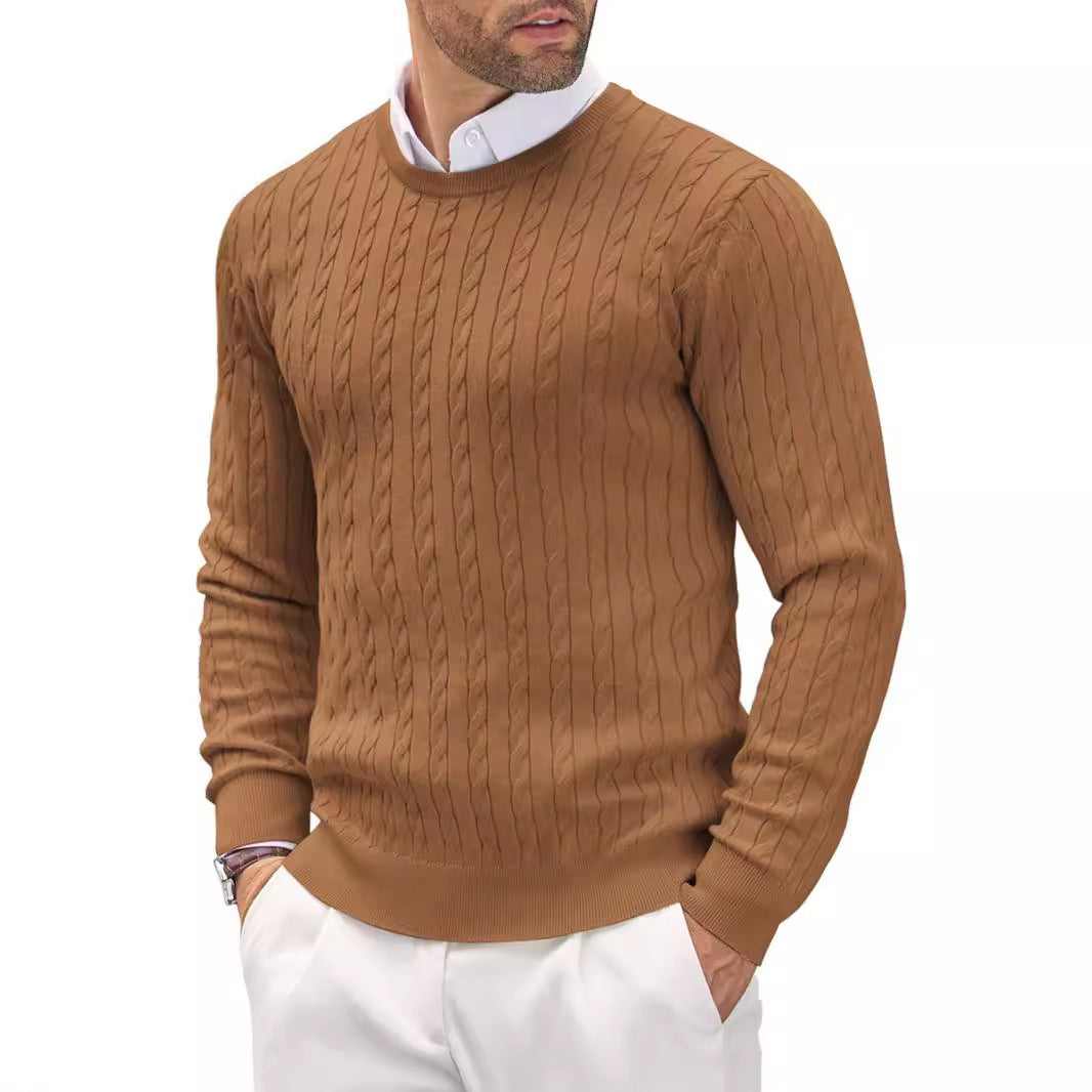 Men’s Cable Knit Round Neck Sweater