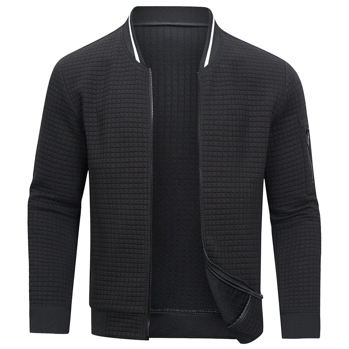 Men’s Textured Knit Jacket with Zipper