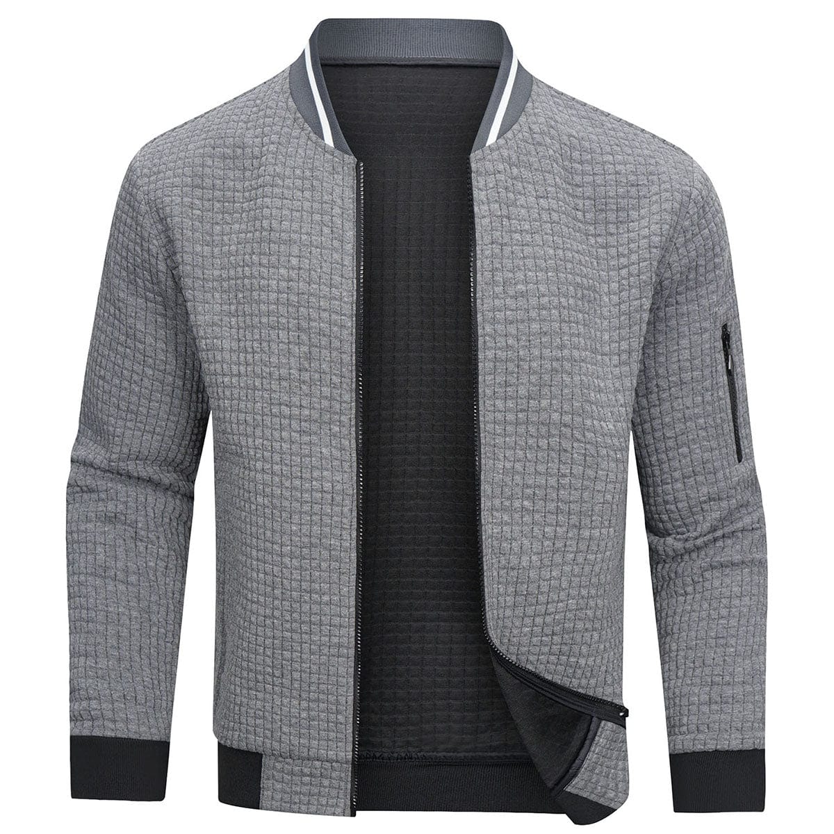 Men’s Textured Knit Jacket with Zipper